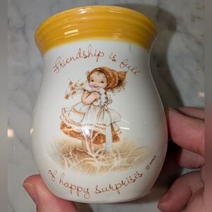 🆕 Vintage Gretchen by Barbi Sargent Ceramic "Friendship" Candle & Holder 4"